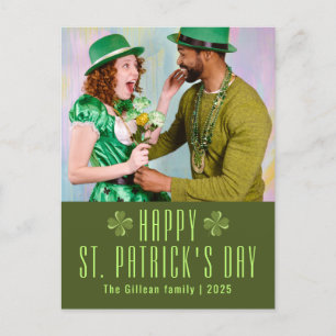 Foto på familjen Shamrocks vid lycklig St. patrick Helg Vykort