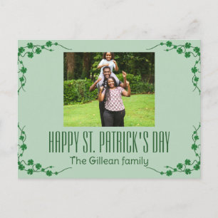 Foto på familjen Shamrocks vid lycklig St. patrick Helg Vykort