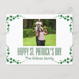 Foto på familjen Shamrocks vid lycklig St. patrick Helg Vykort