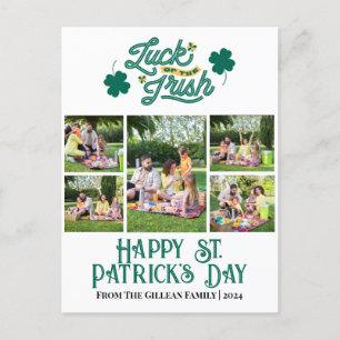 Foto på familjen Shamrocks vid lycklig St. patrick Helg Vykort