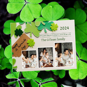Foto på familjen Shamrocks vid lycklig St. patrick Helg Vykort