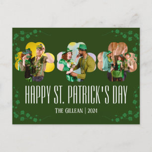 Foto på familjen Shamrocks vid lycklig St. patrick Helg Vykort