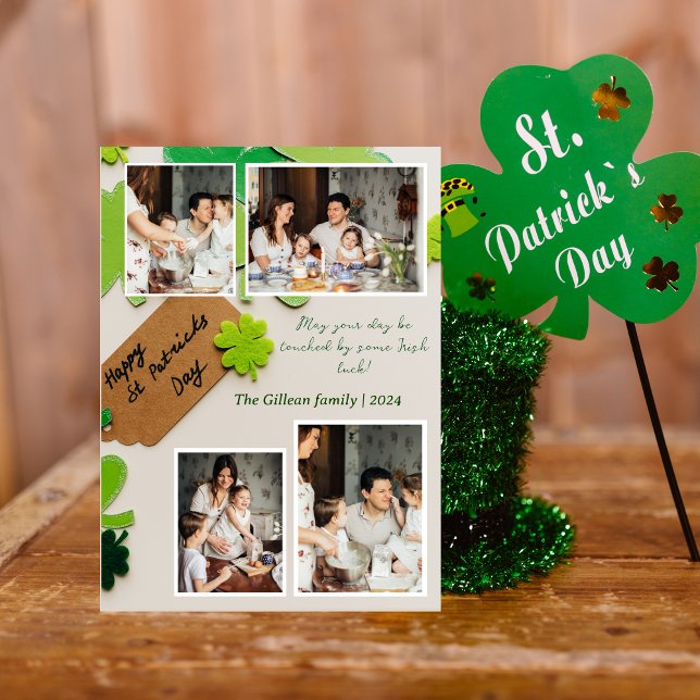 Foto på familjen Shamrocks vid lycklig St. patrick Julkort (Skapare uppladdad)
