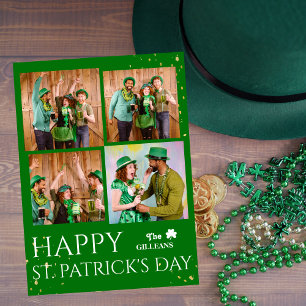 Foto på familjen Shamrocks vid lycklig St. patrick Julkort