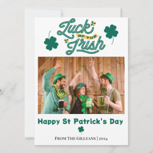 Foto på familjen Shamrocks vid lycklig St. patrick Julkort