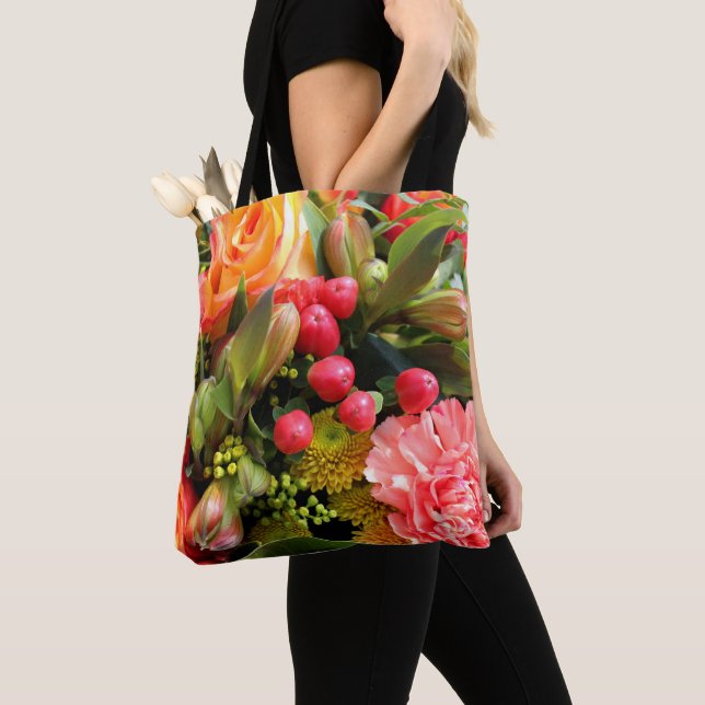 Foto på Färg Flower Bouquet från hösten Tygkasse (Närbild)
