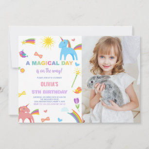 Foto på färg Unicorn Birthday-inbjudan Inbjudningar