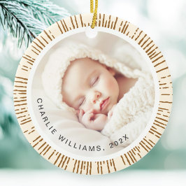 Foto på färgad av Retro sunburst kräm Julgransprydnad Keramik