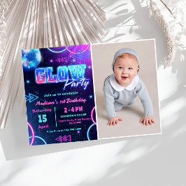 Foto på färgämnet Glow Party Neon Colorful Födelse Inbjudningar