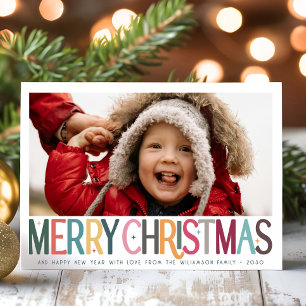Foto på färgat God jul Cute Retro Stars Julkort