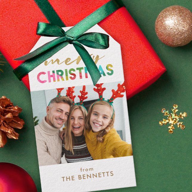 Foto på färgat God jul | Träd tillbaka Presentetikett (Skapare uppladdad)