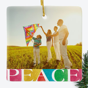 foto på färglöst KÄRLEK PEACE JOY god jul Julgransprydnad Keramik