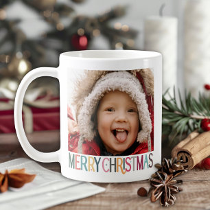 Foto på färgstarka Retro God jul Stars-fotnoter Kaffemugg