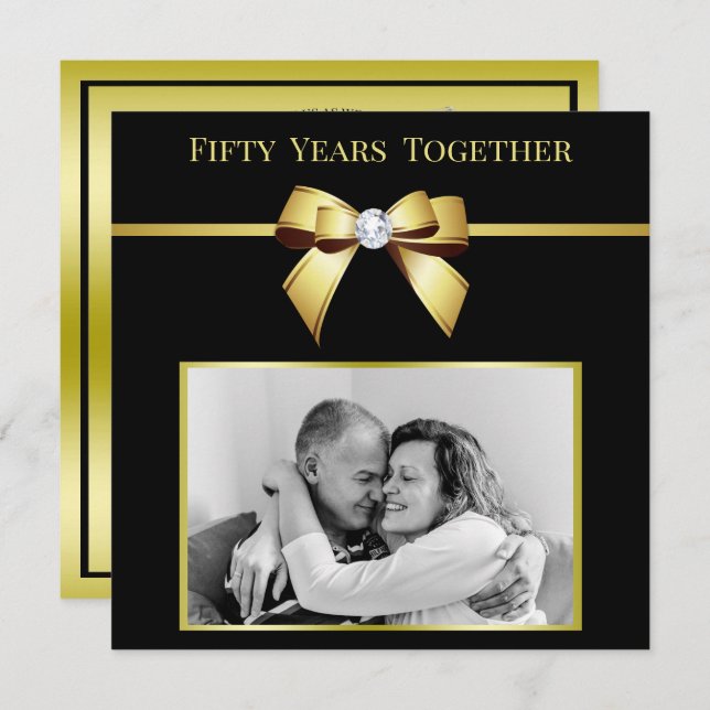 Foto på femtioårsjubileum i Bröllop Inbjudningar (Fram/baksida)