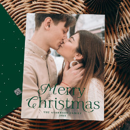 Foto på Festive Elegance Grönt God jul Photo Julkort