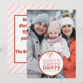 Foto på Festive God jul Candy cane Red Grönt Photo Julkort