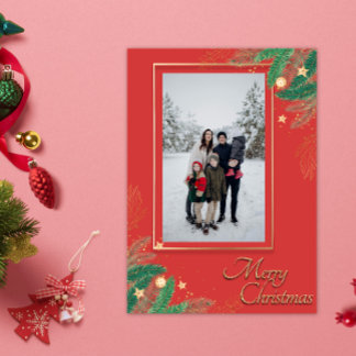 Foto på Festive Red God jul Julkort