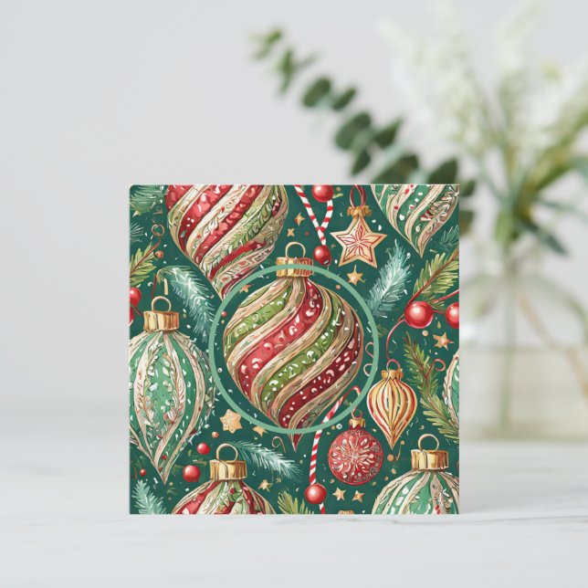 Foto på festliga prydnadsföremål julkort (Stående Fram)