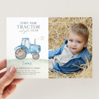 Foto på Födelsedagsfesten Blue Tractor Inbjudningar