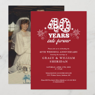 Foto på Forever Ruby 40:e Bröllop-årsdagen Inbjudningar