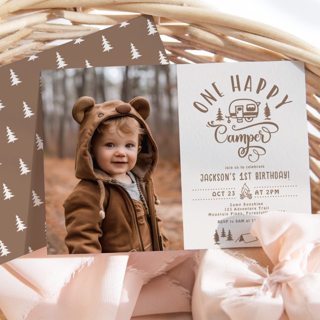 Foto på första födelsedagen i en Lycklig-kamper Inbjudningar (Skapare uppladdad)