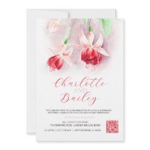 Foto på Fuchsia vattencolor red rosa art bröllop