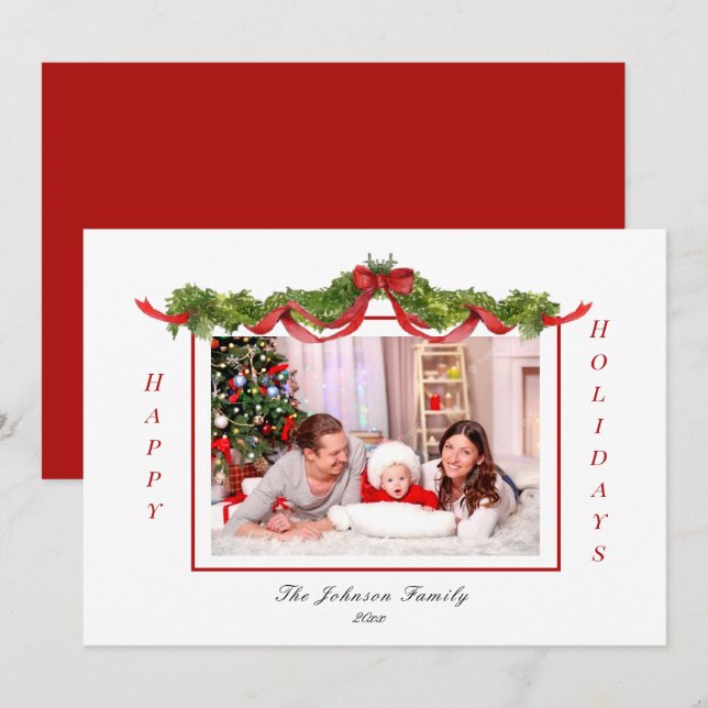 Foto på Garland och Bows Helgdag Meddelande (Fram/baksida)