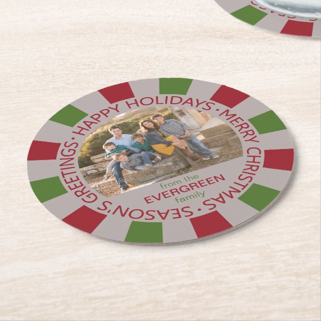 Foto på glad helg anpassningsbar & underlägg namn papper rund (Vinklad)