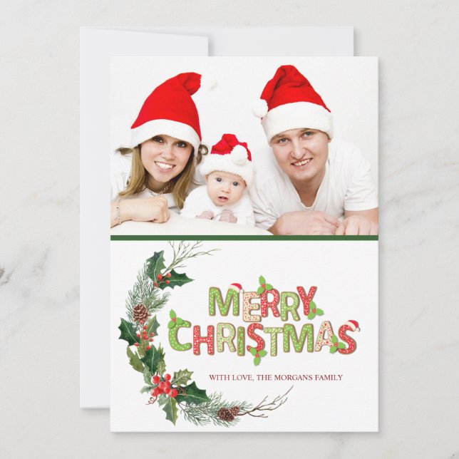 Foto på God jul för Watercolor PineTree Grenar (Framsida)