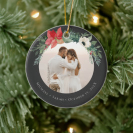 Foto på God jul i Winter Blommigt Arch Julgransprydnad Keramik