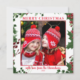 Foto på God jul på vattenfärgen Holly bär