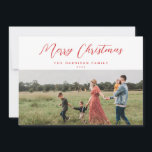 Foto på God jul-skript med minimal Elegant Julkort<br><div class="desc">Elegant och enkelt helgdag-kort som innehåller fotoparet med elegant. Baksidan har en sömlös 2-fotokollage med plats för din egen personlig. All text och färg kan redigeras.</div>