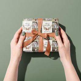 Foto på god jul-skript, rustik antler presentpapper