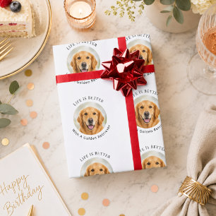 Foto på Golden Retriever hund Livet är Bättre Presentpapper