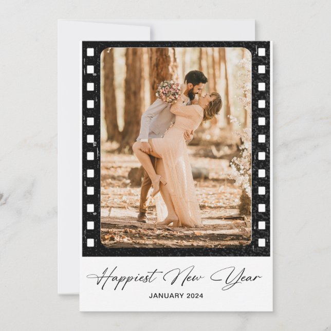 Foto på gott nytt år Classic Camera Film Collage P Julkort (Framsida)