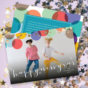 Foto på gott nytt år-färgade och Roligt-konfetti-p Julkort