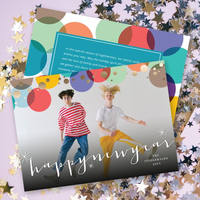 Foto på gott nytt år-färgade och Roligt-konfetti-p Julkort (Skapare uppladdad)