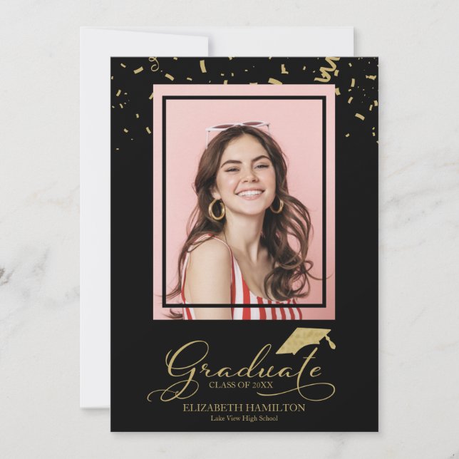 Foto på grad-meddelande om konfetti student Guld Meddelande (Framsida)