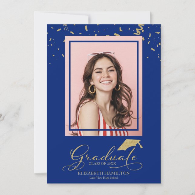 Foto på grad-meddelande om konfetti student Guld Meddelande (Framsida)