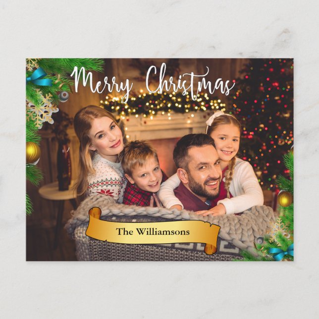 Foto på gräs Bough Ram White God jul Helg Vykort (Framsida)