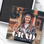 Foto på gratulerar Grad Modern Simple Script Anpas Magnet<br><div class="desc">Denna enkla och moderna utformning består av serif-typografi och lägger till ett anpassningsbar-foto.</div>