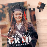 Foto på gratulerar Grad Modern Simple Script Anpas Pussel<br><div class="desc">Denna enkla och moderna utformning består av serif-typografi och lägger till ett anpassningsbar-foto.</div>