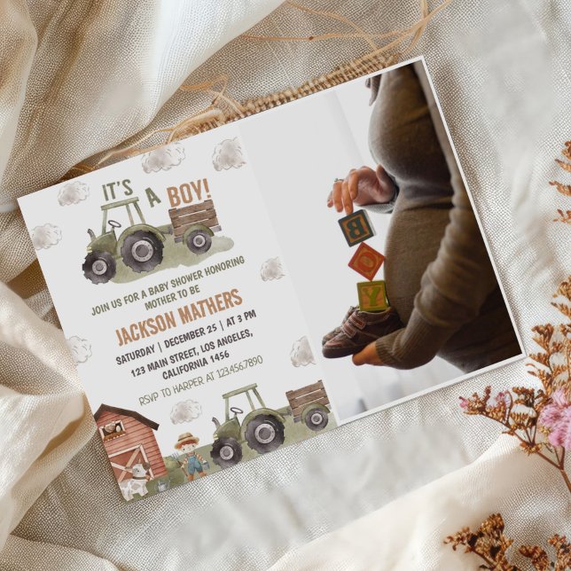 Foto på Grönten Farm Tractor Baby Shower Photo Inbjudningar (Skapare uppladdad)