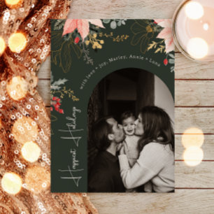 Foto på Grönten för Vinter-Blommigt-båge - Happie Julkort
