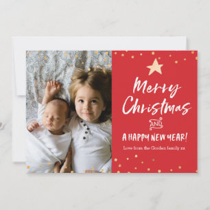 Foto på guld star i god jul-kortfamiljen julkort
