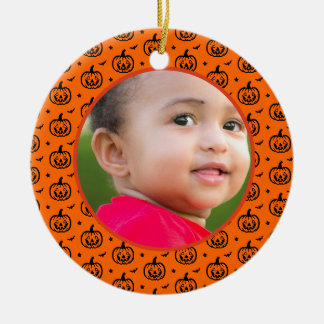 Foto på Halloween-pumkin mönster önskemål orange Julgransprydnad Keramik