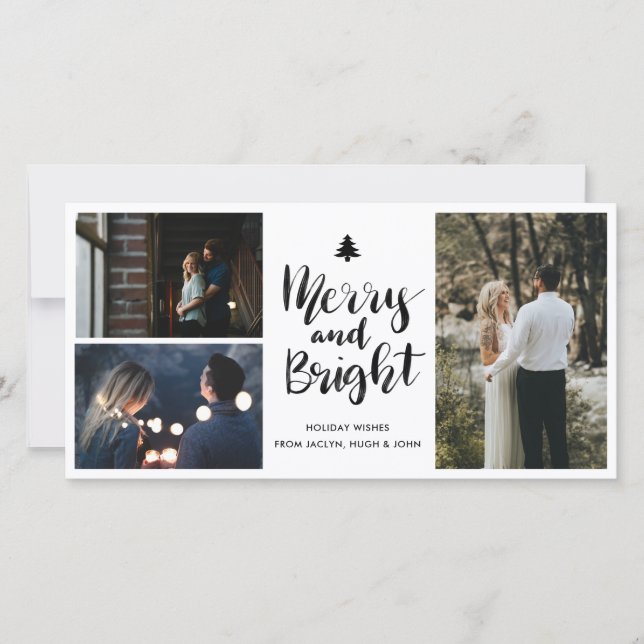 Foto på handskrivet skript i Merry och Bright Julkort (Framsida)