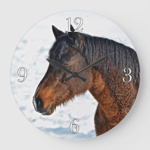 Foto på häst i Bay Winter Horse "Year of the Horse Stor Klocka