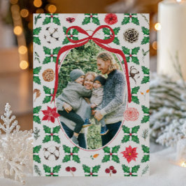 Foto på Heirloom Holly-blommor och grönska Julkort