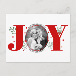 Foto på helgdag för gift och merry Red JOY Vykort